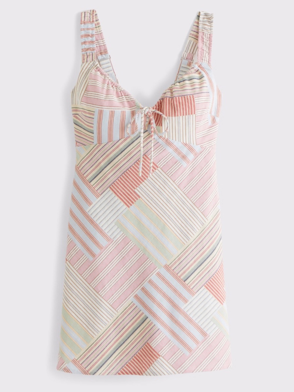 Abercrombie & Fitch Bra-Free Tie-Front Linen-Blend Mini Dress- S- NWT